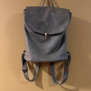 Stylish Gray Leather Backpack